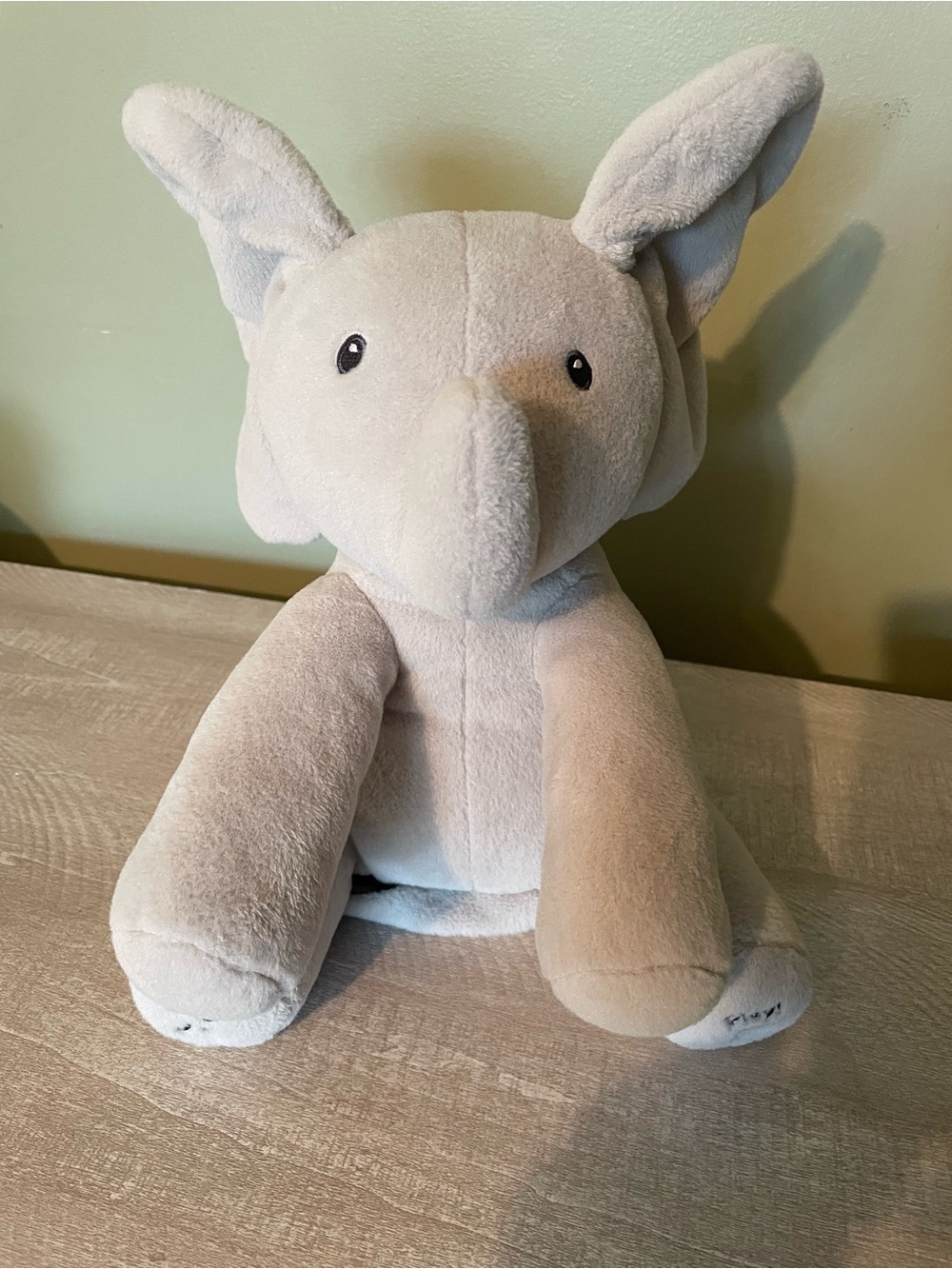 Gund Baby Animated Flappy The Elephant Gray Plush Toy Plays Peek-A-Boo & Sings